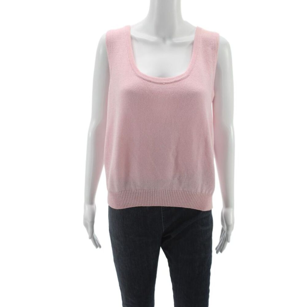St John Collection By Marie Gray Women Pink Cotton Sleeveless Tank Size L